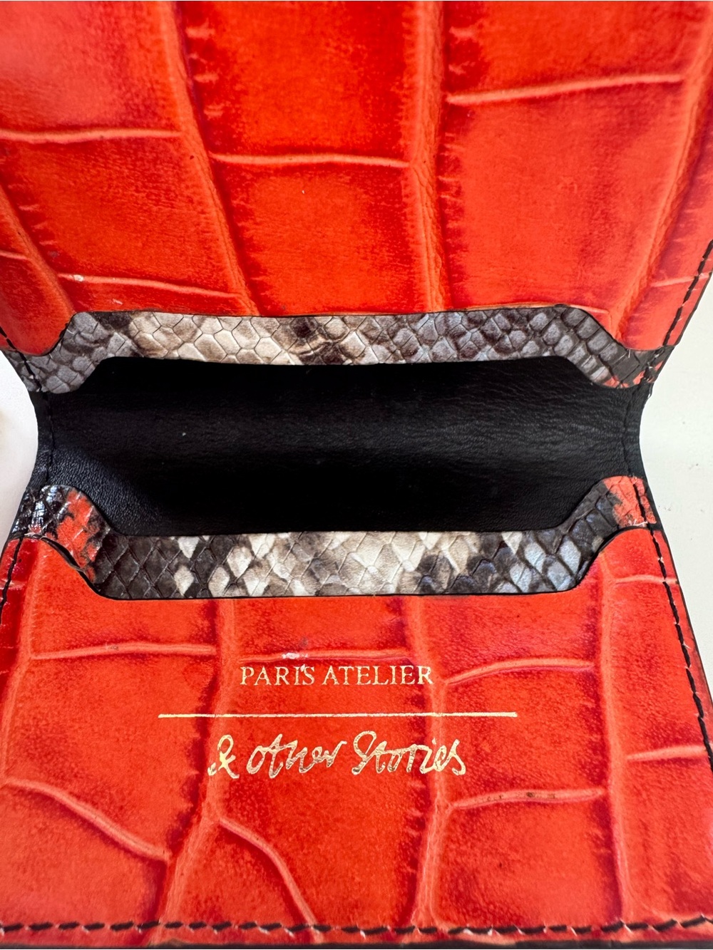& Other Stories Paris Atelier Crocodile Snakeskin Small Card Holder Wallet View 2